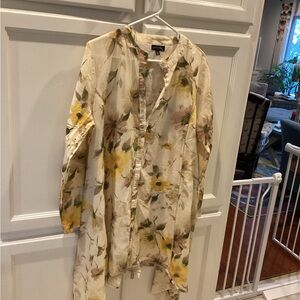 Floral Button Down Shirt - Cream and Yellow